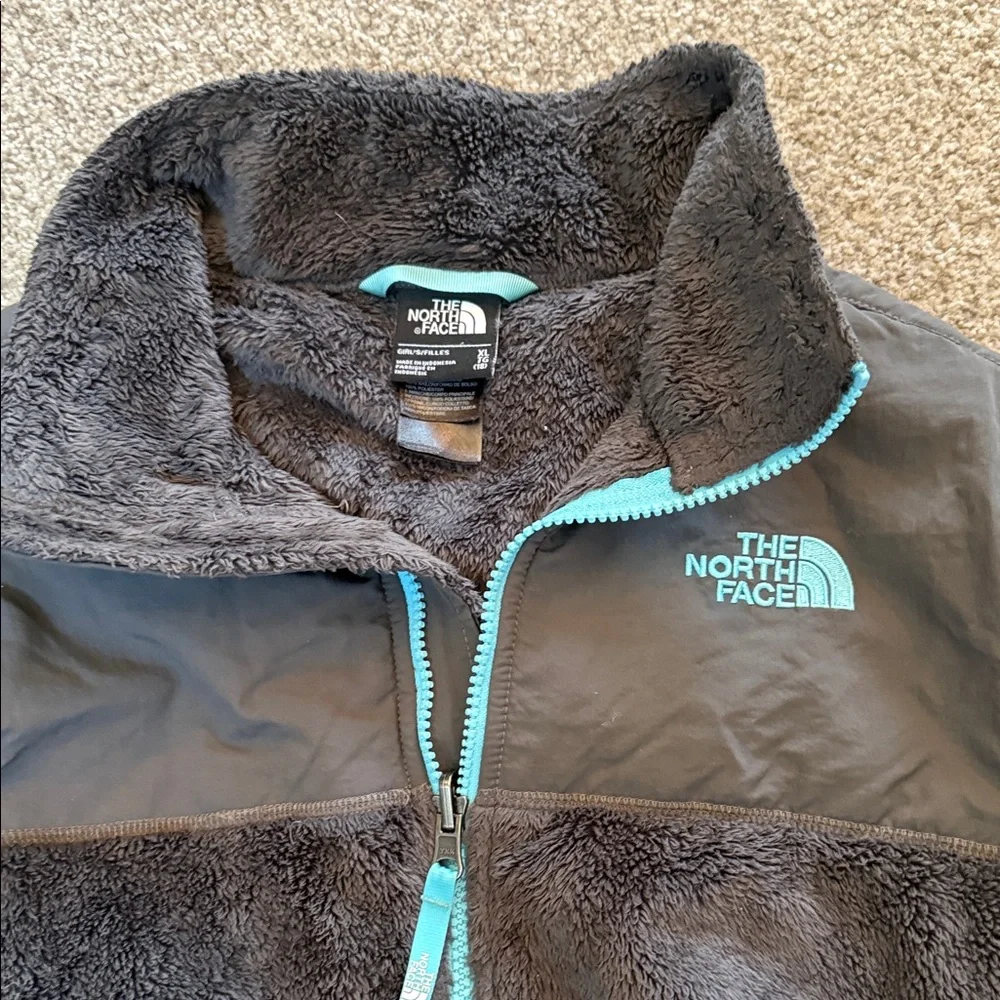 The North Face Fleece Jacket - Charcoal and Teal Youth XL or Ladies S-M - Picture 2 of 7